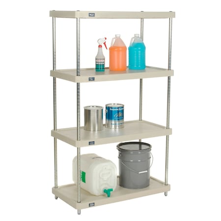 Plastic Shelving Unit With Solid Shelving, 36Wx18Dx63H
